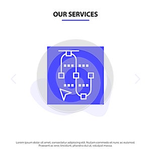 Our Services Mouse, Screen, Vector, , Arrow Solid Glyph Icon Web card Template