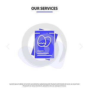Our Services Passport, Egg, Eggs, Easter Solid Glyph Icon Web card Template photo