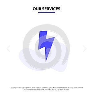 Our Services Power, Basic, Ui Solid Glyph Icon Web card Template
