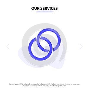 Our Services Ring, Wedding, Couple, Engagement Solid Glyph Icon Web card Template