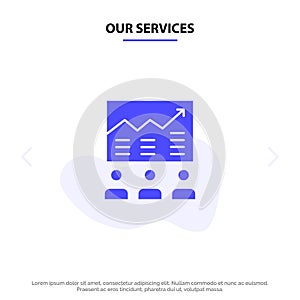 Our Services Team, Arrow, Business, Chart, Efforts, Graph, Success Solid Glyph Icon Web card Template photo