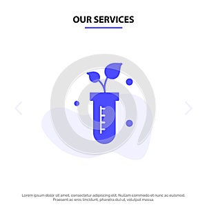 Our Services Tube, Plant, Lab, Science Solid Glyph Icon Web card Template