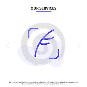 Our Services Twitter, Feather, Bird, Social Solid Glyph Icon Web card Template