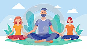 Our skilled instructors seamlessly combine yoga and meditation for a holistic approach to wellness.. Vector illustration photo
