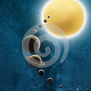 Our solar system with the sun