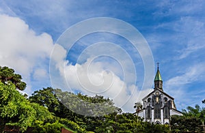 Oura Catholic Church and blue sky in Nagasaki, Japan