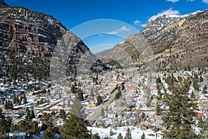 Ouray, Colorado on a Sunny Day with Snow