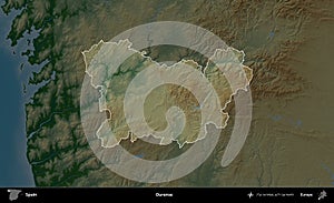 Ourense highlighted, Spain. Physical