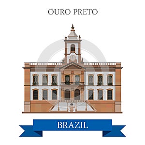 Ouro Preto in Brazil vector flat attraction landmarks