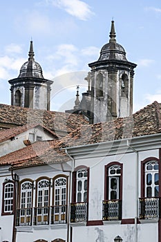 Ouro Preto, state of Minas Gerais, Brazil - Jul11, 2023 - Urban landscape of colonial houses, streets and windows of the historic