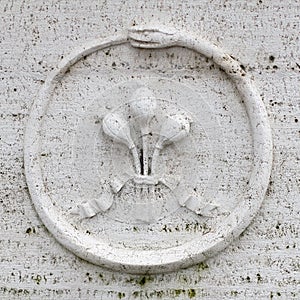 Ouroboros basrelief Sign on a grave