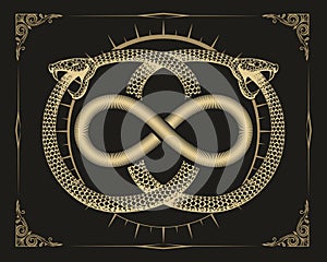 Ouroboros Snakes And Infinity Sign Esoteric Emblem