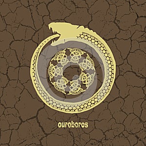 Ouroboros vector logotype, snake eating its own tail