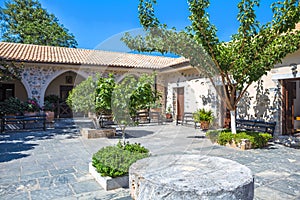 Ð¡ourtyard of Monastery Kera Kardiotissa in the mountains of Crete. Greece