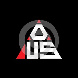 OUS triangle letter logo design with triangle shape. OUS triangle logo design monogram. OUS triangle vector logo template with red photo