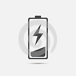 Out of battery charge vector icon. Low battery. Layers grouped