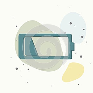 Out of battery charge vector icon. Low battery on multicolored background
