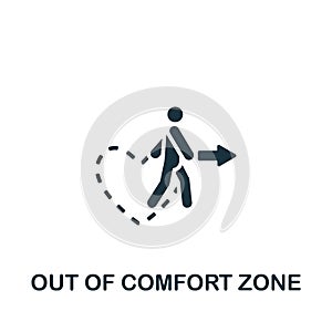 Out of comfort zone icon. Monochrome simple sign from challenges collection. Out of comfort zone icon for logo