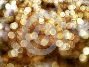 Out of Focus, Defocused, Blurred, Abstract and Bokeh of Sparkling Gold Lights, Suitable for Background Use