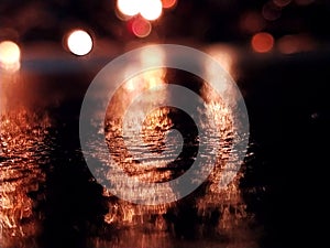 Out of focus lights a reflections in the ground photo