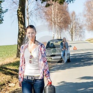 Out of gas woman need petrol car