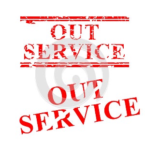 Out of Service, 2 style streak red rubber stamp