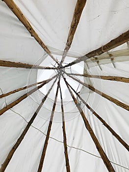 Out through the top of a tipi