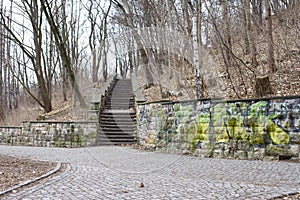 Out walking in popular Volkspark Friedrichshain in winter in Berlin