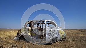 Outback Australia abandoned car with copy space