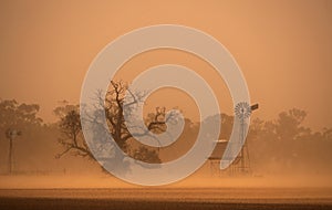 Outback Australia dust storm in New South Wales