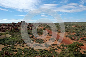 Outback Australia red rocks in bush