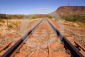 Outback Railway Track and Mount Nameless