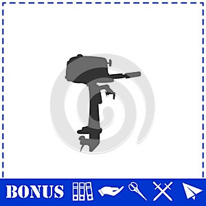 Outboard boat motor icon flat