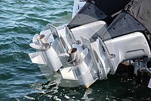 Outboard engine propeller closeup