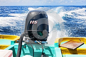 Outboard engine at work