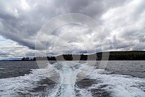 Outboard Motor Powerboat Wake Sea Haida Gwaii