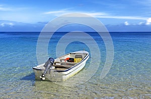 Outboard motorboat on tropical waters