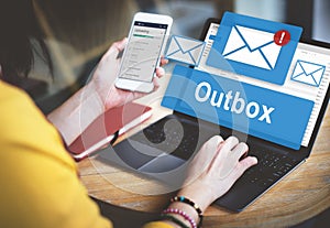 Outbox Business Communication Envelope Mail Concept photo