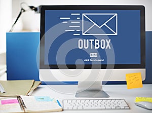 Outbox Inbox Email Connection Global Communications Concept