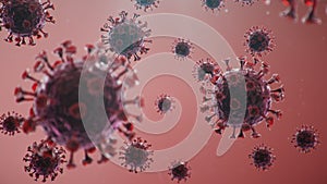 Outbreak of coronavirus, flu virus and COVID-19. Concept of a pandemic, epidemic for human cells. COVID-19 under the