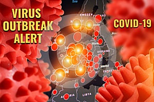 Outbreaks in European countries Italy, Spain, Germany, France, Switzerland and others with foci with coronavirus infection covid-