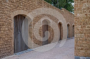 Outbuildings at historic Hadspen House set in a country estate, now transformed into boutique hotel The Newt in Somerset, UK