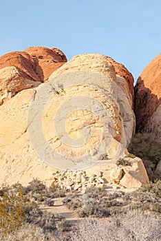 Outcrop of Aztec Sandstone in Red Rock Canyon Valley