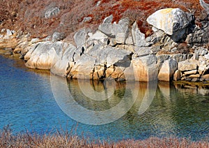 Outcrop and water