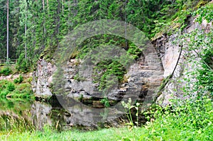 Outcrops of Taevaskoda on the Ahja river photo