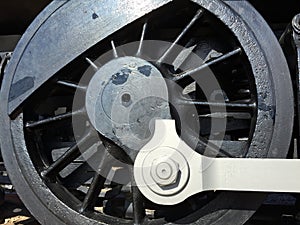 Outdated black train wheel photo