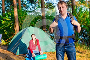 Outdoor activities. Family camping