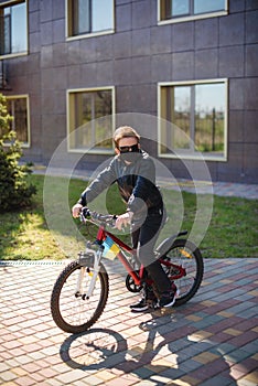 Outdoor activities during quarantine. riding a bike