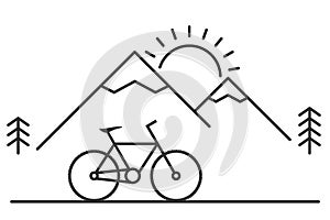Outdoor activity mountain biking. Summer holiday. Cycling landscape.