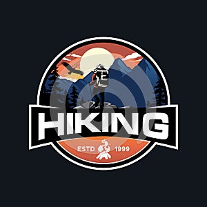 Outdoor Adventure Logo. Camping and Hiking Logo design Illustration Vector